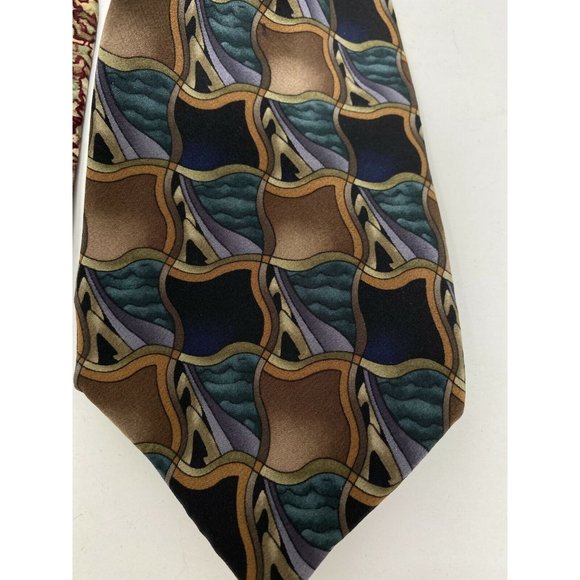 Lot of 2 Cocktail Colors Mens Silk Ties Martini & Scotch Abstract Geometric - Picture 3 of 6